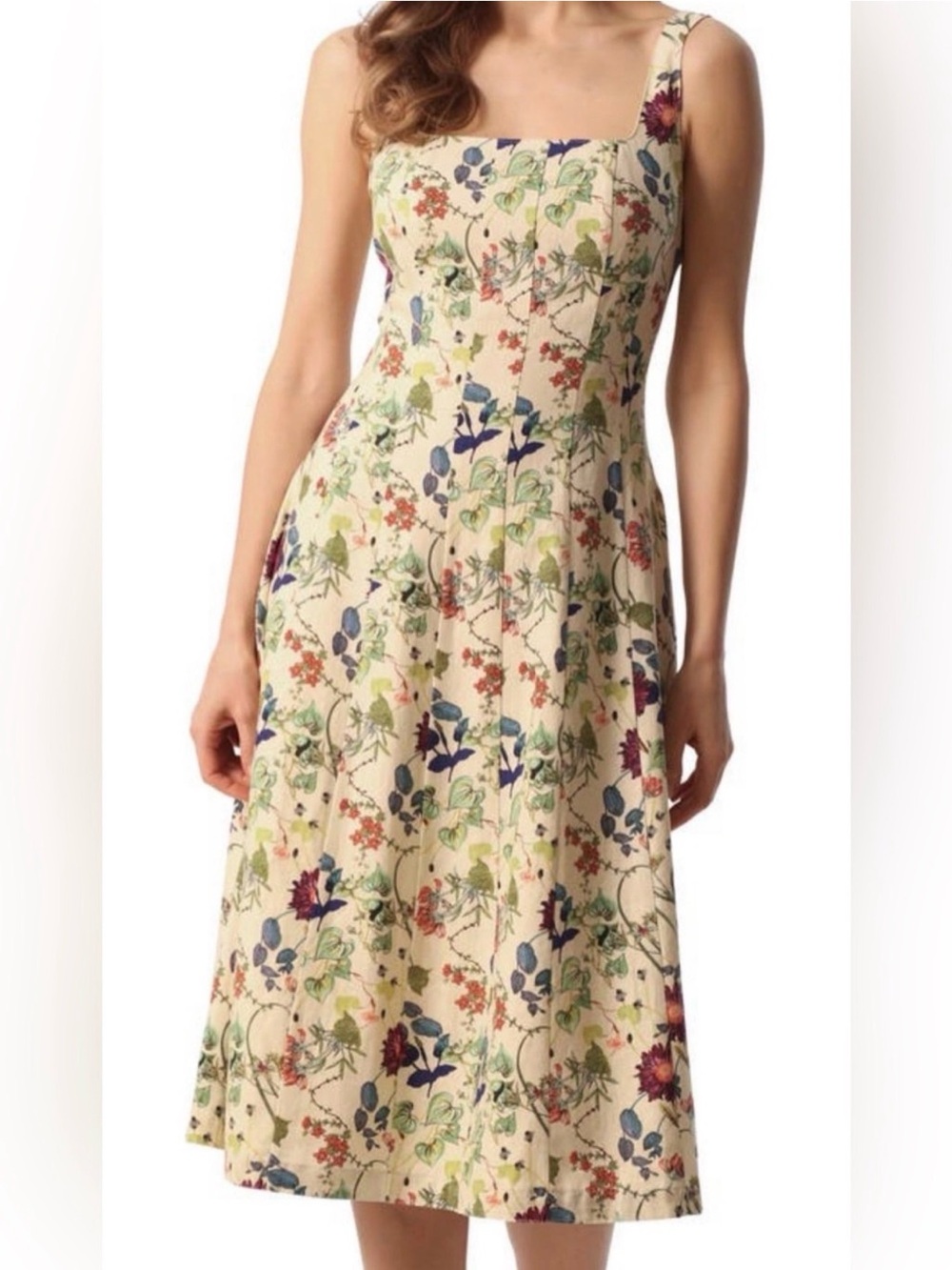 Christian Lacroix Cream Floral Midi Dress